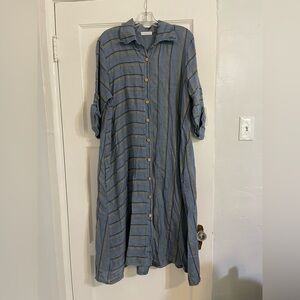 NWT Puro Lino striped linen shirt dress X Large